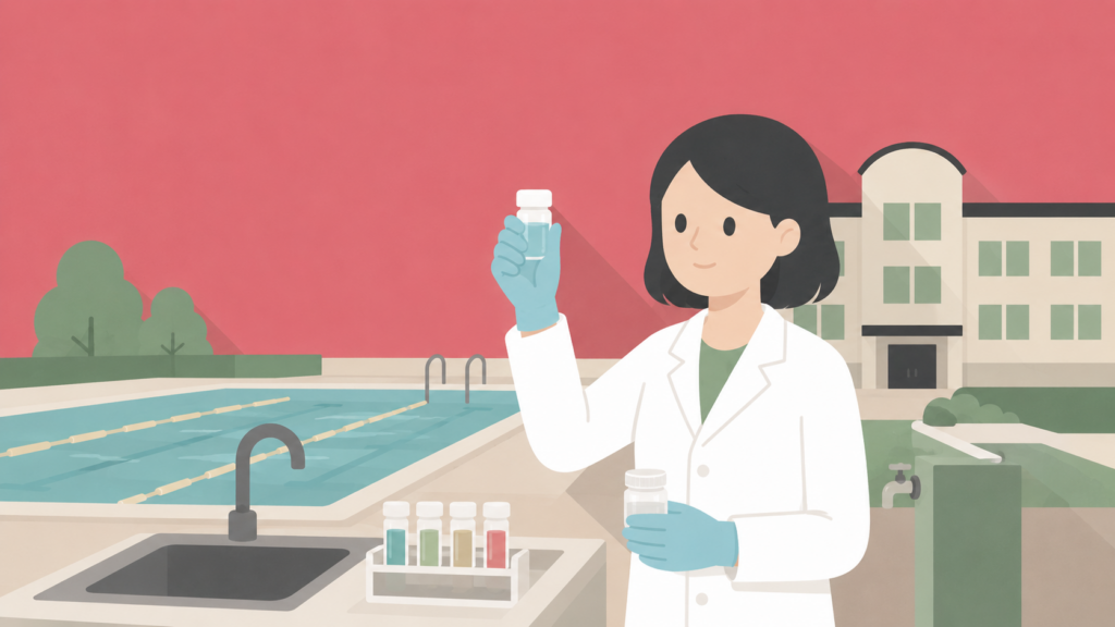 学校薬剤師による飲料水やプール水質検査のイメージ