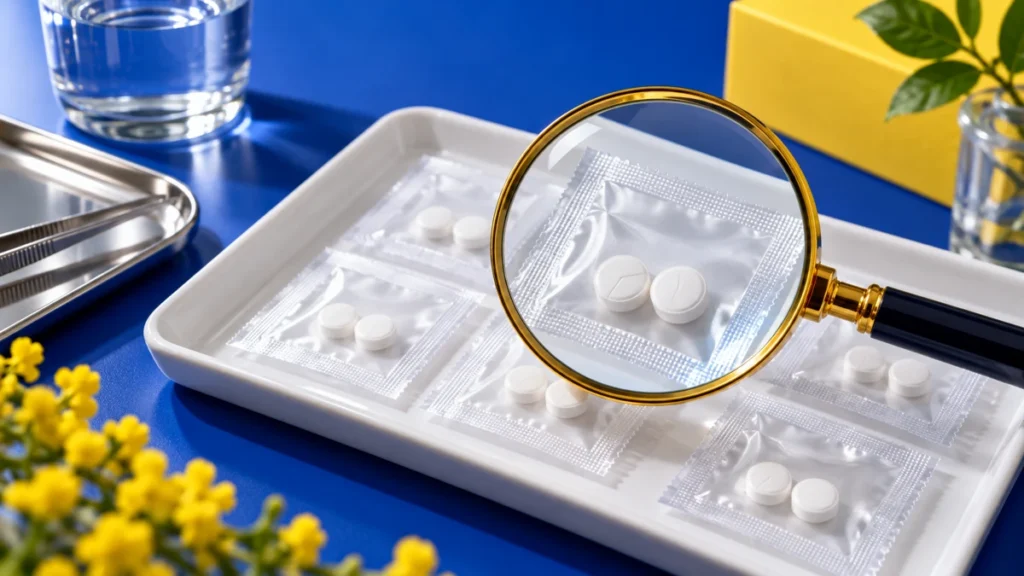 一包化薬と虫眼鏡で表した委託元での最終鑑査