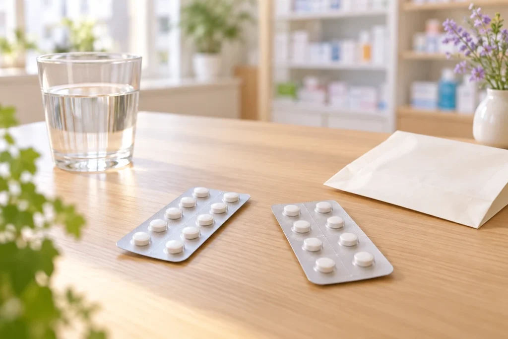 メーカー変更時の服薬確認をイメージした二つの錠剤シート