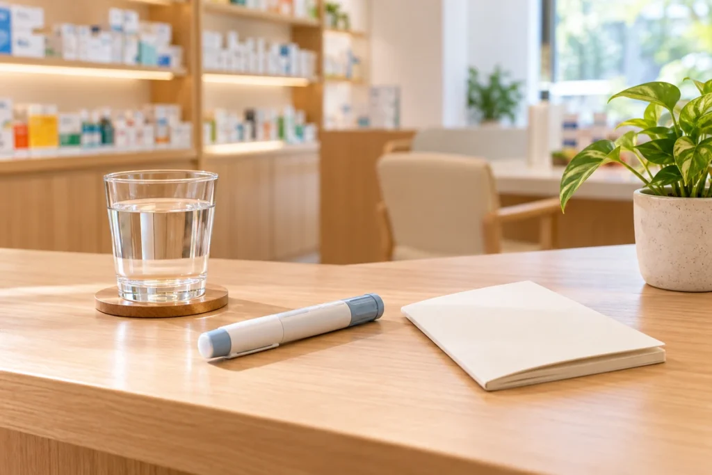 GLP-1関連薬の体調確認をイメージした薬局相談カウンター