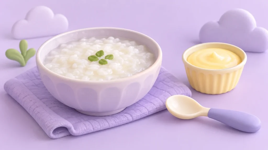 のどが痛いときに食べやすいおかゆとプリンのイラスト